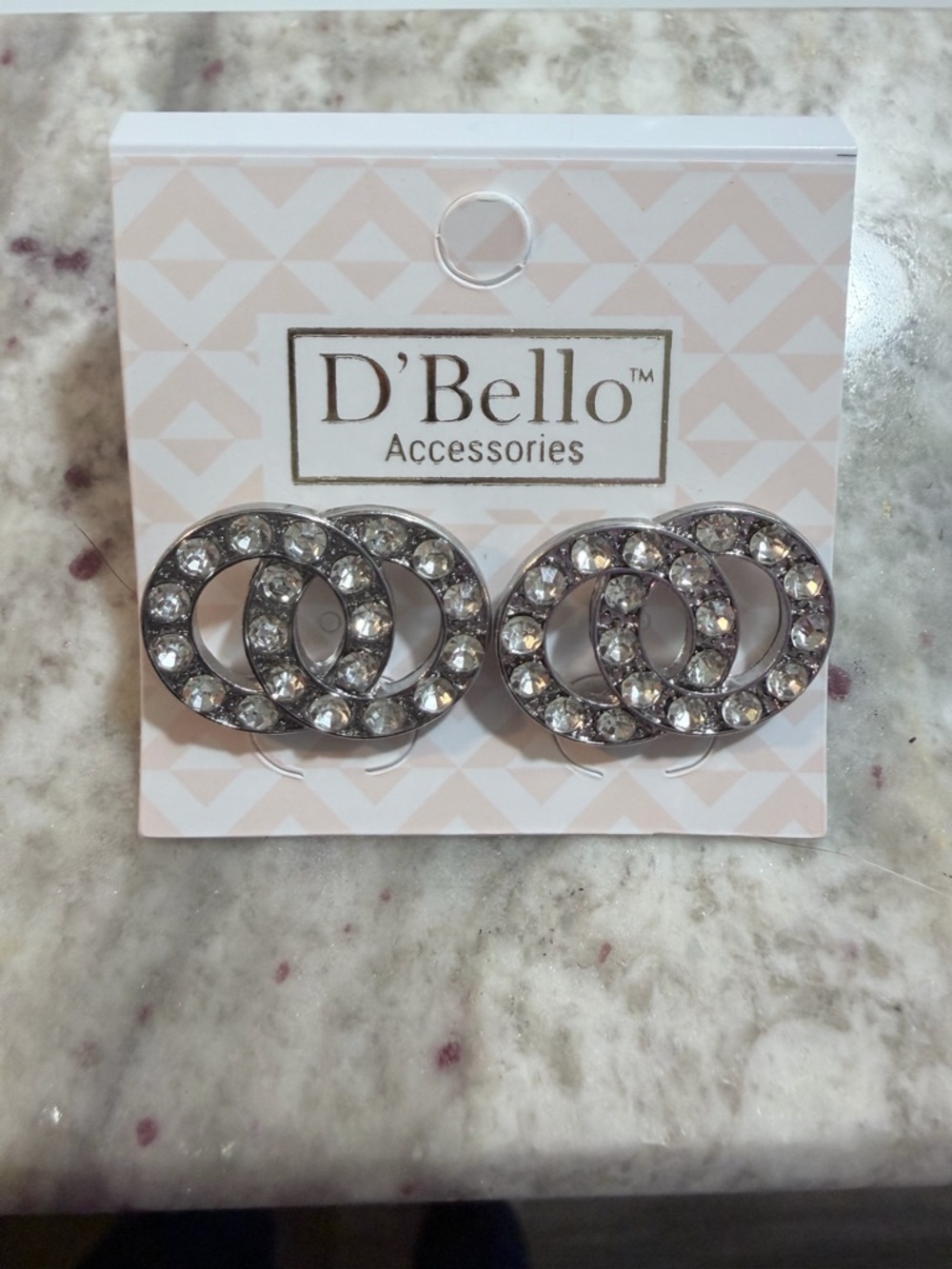 D'Bello Crystal Double Hoop Stud Earrings in Silver